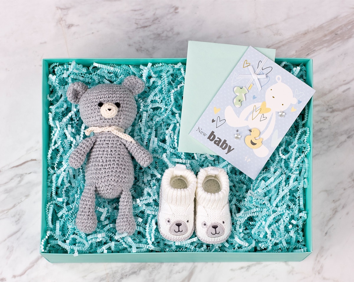 Gri Ayıcık Bebek Hediye Kutusu BendenSana