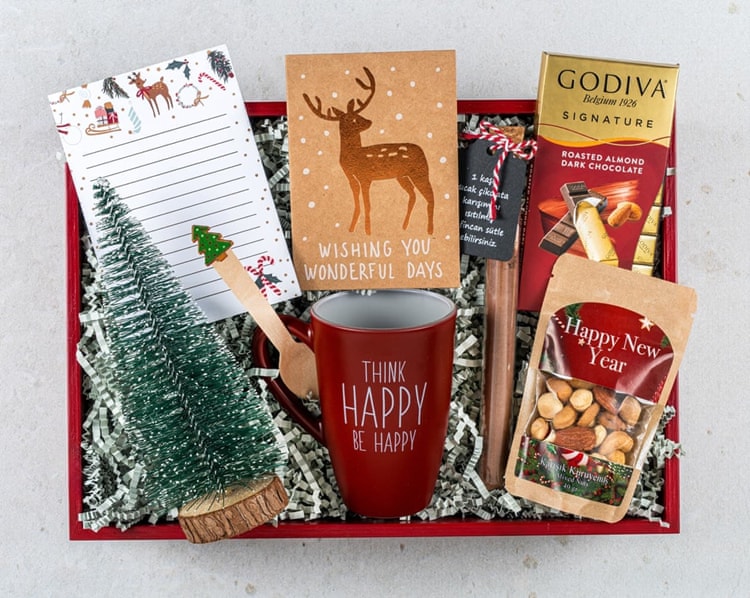 Yeni Yıl Mutluluğu Yılbaşı Hediye Kutusu